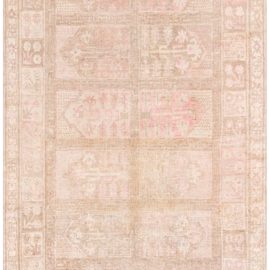 Vintage Samarkand Floral Soft Beige Hand-Knotted Wool Rug – Pomegranate Design BB8703