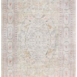 Antique Turkish Medallion Rug In Pale Sand, Hand-Knotted Silk – Circa 1870 BB8702