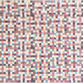 Geometric Modern Pixelated Grid Cream Handmade Rug “Kaleido” N12830