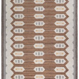 Flatweave Modern Handmade Wool Rug In Light Gray With Scandinavian Geometric Pattern “Tally” N12810