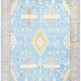 Agra Indian Antique Medallion Light Blue Hand-Knotted Cotton Rug – Circa 1945 BB8726