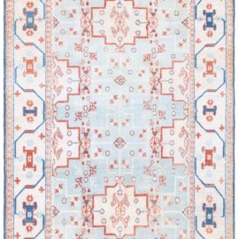 Antique Agra Indian Allover Geometric Ivory Hand-Knotted Cotton Carpet – Circa 1945 BB8724