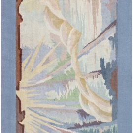 Vintage French Art Deco Abstract Pale Sand Hand-Knotted Wool Rug BB8727