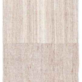 Vintage Geometric Soft Beige Hand-Knotted Wool Runner Persian BB8714