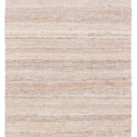 Vintage Striped Light Beige With Cream Beige Hand-Knotted Wool Runner Persian BB8715