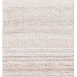 Vintage Striped Light Beige Hand-Knotted Wool Runner Persian BB8720
