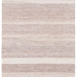 Vintage Striped Warm Tan With Light Beige Hand-Knotted Wool Runner Persian BB8721