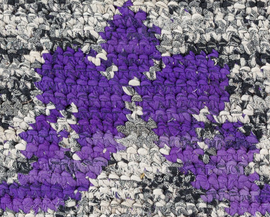 Vibrant Vintage American Hooked Rug in Purple and Grey BB8728