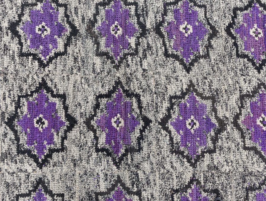 Vibrant Vintage American Hooked Rug in Purple and Grey BB8728