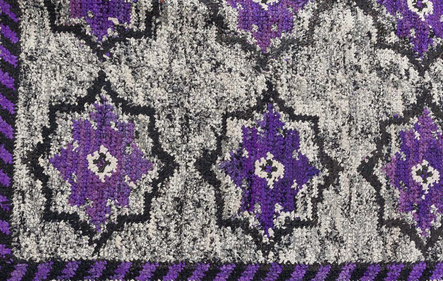 Vibrant Vintage American Hooked Rug in Purple and Grey BB8728