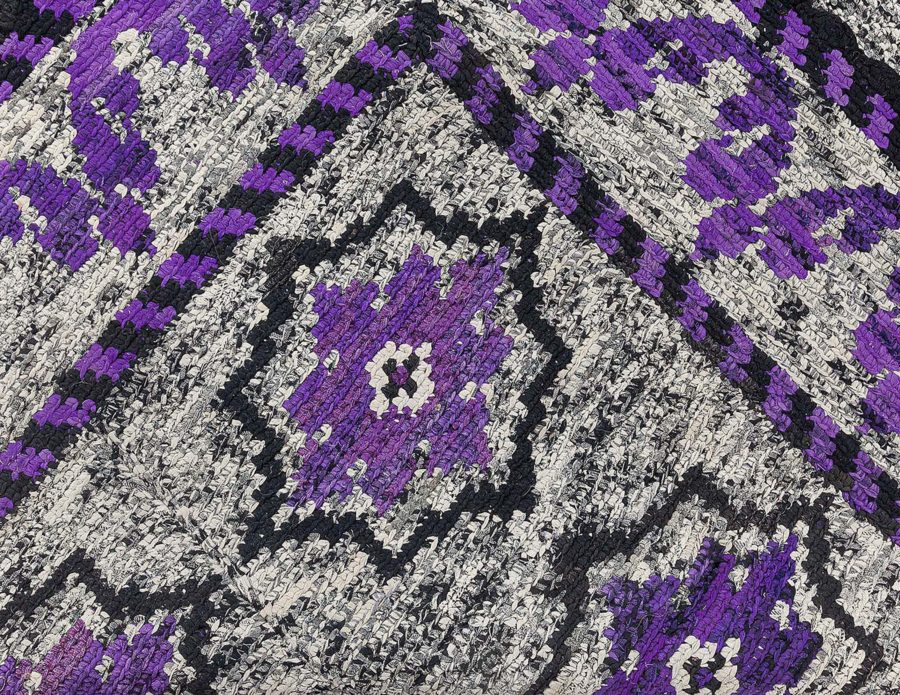 Vibrant Vintage American Hooked Rug in Purple and Grey BB8728