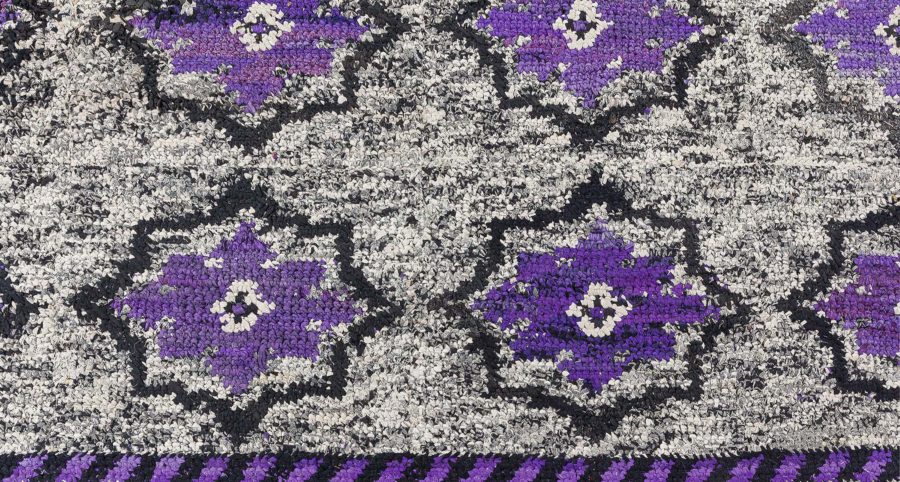 Vibrant Vintage American Hooked Rug in Purple and Grey BB8728