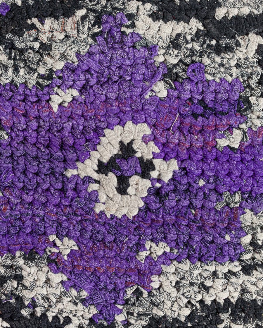 Vibrant Vintage American Hooked Rug in Purple and Grey BB8728