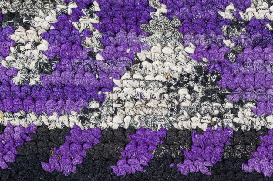 Vibrant Vintage American Hooked Rug in Purple and Grey BB8728