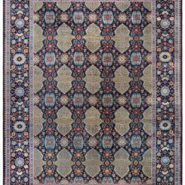 Antique Indian Allover Geometric Warm Tan Hand-Knotted Wool Rug – Circa 1910 BB8754