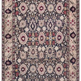 Karabakh Caucasian Antique Floral Allover Cream Beige Hand-Knotted Wool Carpet – Circa 1890 Paisley Design BB8757