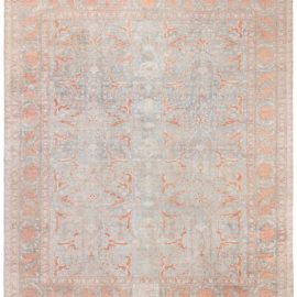 Antique Tabriz Persian Floral Allover Light Gray Hand-Knotted Wool Rug – Circa 1920 BB8755