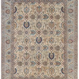 Tabriz Persian Antique Floral Allover Soft Beige Hand-Knotted Wool Rug – Circa 1920 BB8746