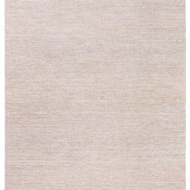Modern Hand-Knotted Solid Soft Beige Handmade Hemp Rug “Silkgrain” N12837