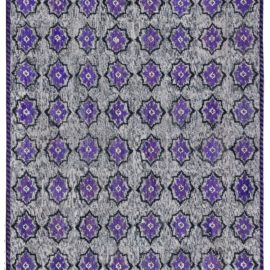 American Hooked Vintage Abstract Slate Gray Hand-Knotted Wool Carpet BB8728