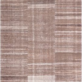 Vintage Geometric Classic Taupe With Light Beige Hand-Knotted Wool Rug Persian BB8704