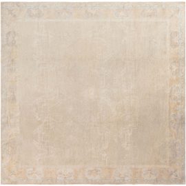 Vintage Chinese Art Deco Geometric Soft Beige Hand-Knotted Wool Carpet (Size Adjusted) BB8791