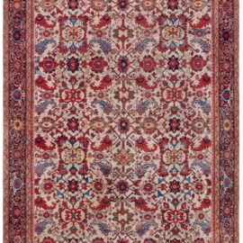 Sultanabad Persian Antique Allover Geometric Light Beige Hand-Knotted Wool Rug – Circa 1920 BB8809