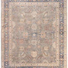 Tabriz Persian Antique Floral Allover Soft Beige Hand-Knotted Wool Rug – Circa 1920 BB8790