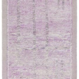Modern Abstract Striated Silver Handmade Runner “Rosastria” N12851