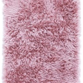 “Shaggy” Contemporary Solid Dusty Pink Hand-Knotted Rug N12849