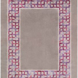 Vintage Art Deco Geometric Gray Hand-Knotted Wool Carpet (Size Adjusted) BB8769