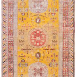 Vintage Khotan Floral In Pale Sand Hand-Knotted Wool Carpet BB8784