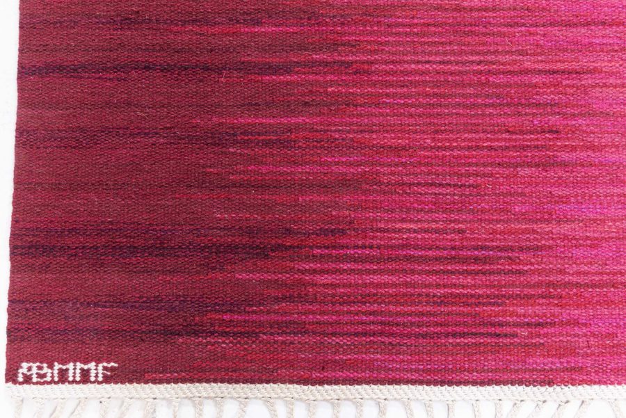 Swedish Flat Woven Rug Signed Eero Koivisto, Birgitta Svensson Claesson Koivisto Rune AB MMF “Forell, Cerise” BB8804