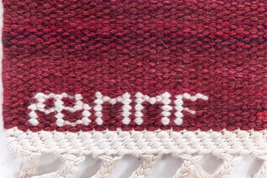 Swedish Flat Woven Rug Signed Eero Koivisto, Birgitta Svensson Claesson Koivisto Rune AB MMF “Forell, Cerise” BB8804