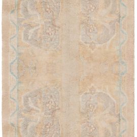Vintage Chinese Floral Soft Beige Hand-Knotted Wool Runner (Size Adjusted) BB8795