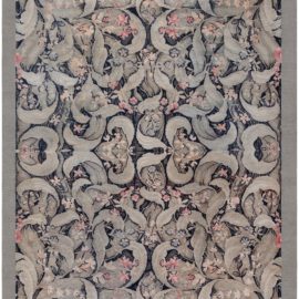 Antique Savonnerie French Allover Light Gray Hand-Knotted Wool Rug – Circa 1880 (Size Adjusted) BB8826