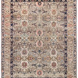 Tabriz Persian Antique Allover Floral Soft Beige Hand-Knotted Wool Rug – Circa 1930 BB8797