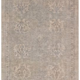 Oushak Turkish Antique Allover Floral Classic Taupe With Light Beige Hand-Knotted Wool Rug – Circa 1920 BB8799