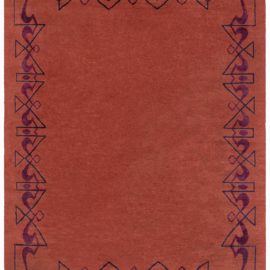 Art Nouveau Modern Brick Red Silk Rug Hand-Knotted Masterpiece “Vermilion” N12868