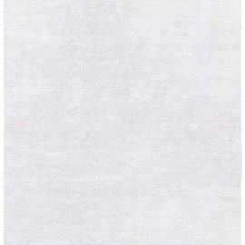 Modern Hand-Knotted Solid Light Gray Handmade Wool & Silk Rug “Frostline” N12862