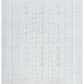 Antique-Inspired Samarkand Light Gray And Blue Hand-Knotted Wool Carpet “Frostbloom” N12880