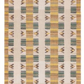 Modern Flatweave Geometric Light Beige Handmade Wool Runner “Gildcrest” N12874