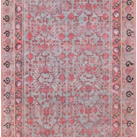 Vintage Samarkand Floral Light Blue With Dusty Pink Hand-Knotted Wool Rug – Pomegranate Design BB8830
