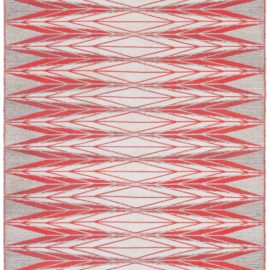 Swedish Vintage Geometric Light Beige With Brick Red Flatweave Wool Rug Double Sided BB8808