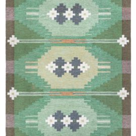 Mid-Century Scandinavian Tribal Dark Gray Flatweave Wool Rug BB8807