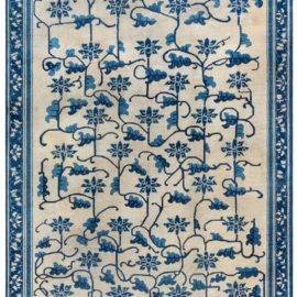 Vintage Chinese Floral Light Beige Hand-Knotted Wool Rug BB8842