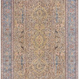 Antique Tabriz Persian Allover Cream Beige Hand-Knotted Wool Rug – Circa 1920 BB8840