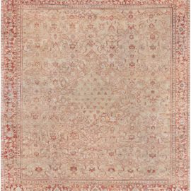 Antique Oushak Turkish Medallion Geometric Warm Tan Hand-Knotted Wool Rug – Circa 1900 BB8838