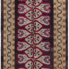 Aubusson French Antique Allover Floral Geometric Runner In Soft Beige Hand-Knotted Wool – Circa 1900 BB8880