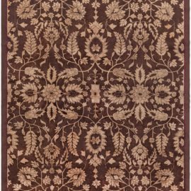 Vintage Floral Warm Tan And Brown Hand-Knotted Wool Carpet BB8884